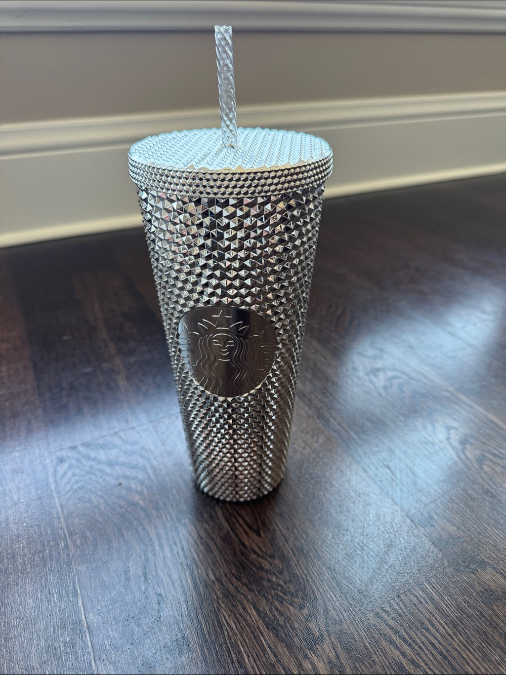 Disneyland Starbucks Silver Studded Cold Cup with Straw